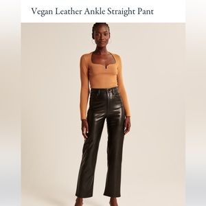 Vegan Leather Ankle Straight Pant